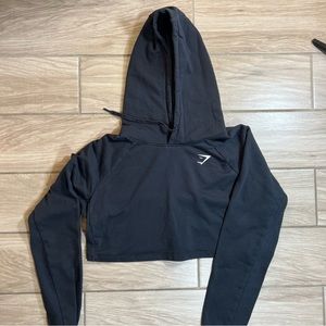 Gymshark Crop Top Hoodie Sweatshirt Black Size Small